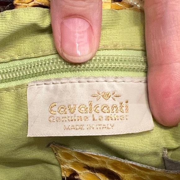 🔥 Vintar Cavalcanti Yellow Snakeskin Italian Leather Chain Tote - Picture 11 of 16